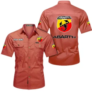 Abarth Short Sleeved Shirt, All Over Print Button Shirt CAR444052625866 - Red