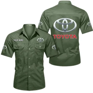 Toyota Short Sleeved Shirt, All Over Print Button Shirt CAR444052625870 - Army Green