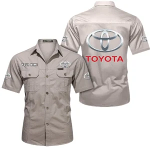 Toyota Short Sleeved Shirt, All Over Print Button Shirt CAR444052625870 - Beige