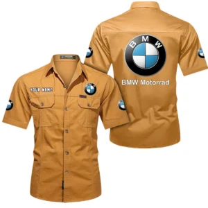BMW Motorrad Short Sleeved Shirt, All Over Print Button Shirt CAR444052625873 - Turmeric