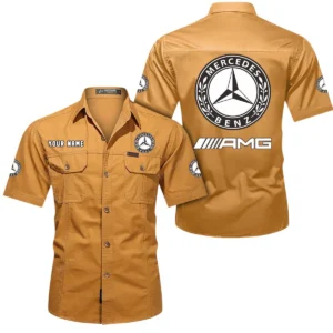 Mercedes AMG Short Sleeved Shirt, All Over Print Button Shirt CAR444052625874 - Turmeric