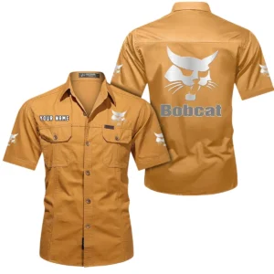 Bobcat Short Sleeved Shirt, All Over Print Button Shirt CAR444052625876 - Turmeric