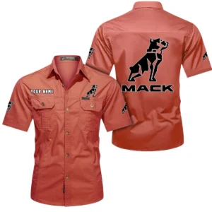 Mack Short Sleeved Shirt, All Over Print Button Shirt CAR444052625877 - Red