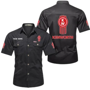 Kenworth Short Sleeved Shirt, All Over Print Button Shirt CAR444052625879 - Black