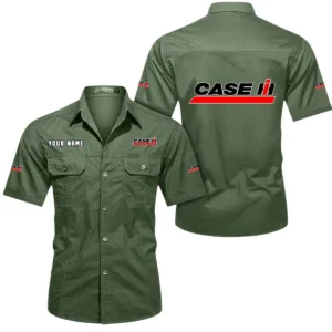 Case IH Short Sleeved Shirt, All Over Print Button Shirt CAR444052625885 - Army Green
