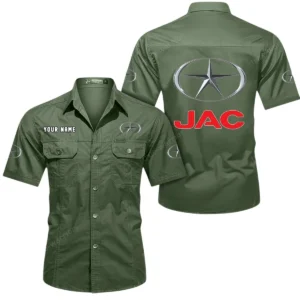 JAC Truck Short Sleeved Shirt, All Over Print Button Shirt CAR444052625889 - Army Green