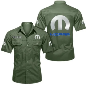 Mopar Short Sleeved Shirt, All Over Print Button Shirt CAR444052625891 - Army Green