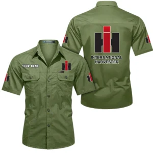 International Harvester Short Sleeved Shirt, All Over Print Button Shirt CAR444052625893 - Fruit Green