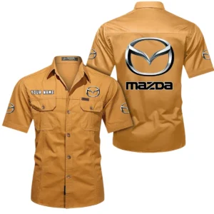 Mazda Short Sleeved Shirt, All Over Print Button Shirt CAR444052625894 - Turmeric