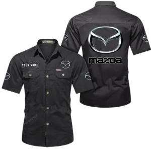 Mazda Short Sleeved Shirt, All Over Print Button Shirt CAR444052625894 - Black