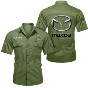 Mazda Short Sleeved Shirt, All Over Print Button Shirt CAR444052625894 - Fruit Green