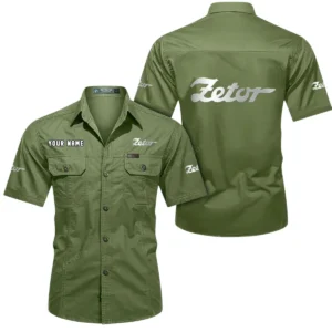 Zetor Short Sleeved Shirt, All Over Print Button Shirt CAR444052625895 - Fruit Green