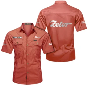 Zetor Short Sleeved Shirt, All Over Print Button Shirt CAR444052625895 - Red
