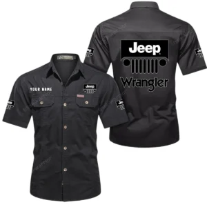Jeep Wrangler Short Sleeved Shirt, All Over Print Button Shirt CAR444052625896 - Black