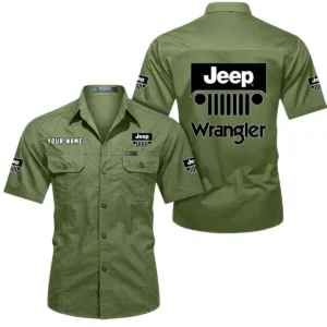Jeep Wrangler Short Sleeved Shirt, All Over Print Button Shirt CAR444052625896 - Fruit Green