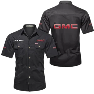 GMC Car Short Sleeved Shirt, All Over Print Button Shirt CAR444052625897 - Black