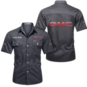 GMC Car Short Sleeved Shirt, All Over Print Button Shirt CAR444052625897 - Gray