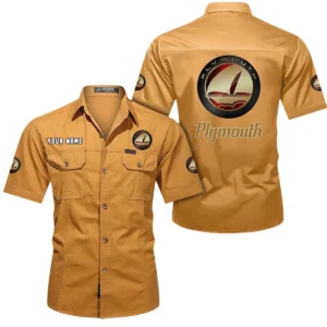 Plymouth Short Sleeved Shirt, All Over Print Button Shirt CAR444052625900 - Turmeric
