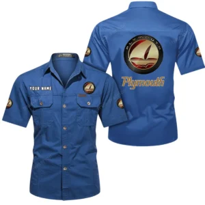 Plymouth Short Sleeved Shirt, All Over Print Button Shirt CAR444052625900 - Cowboy Blue