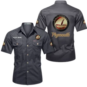 Plymouth Short Sleeved Shirt, All Over Print Button Shirt CAR444052625900 - Gray
