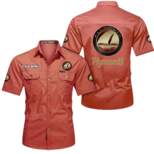 Plymouth Short Sleeved Shirt, All Over Print Button Shirt CAR444052625900 - Red