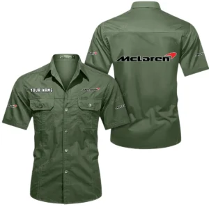 McLaren Short Sleeved Shirt, All Over Print Button Shirt CAR444052625902 - Army Green