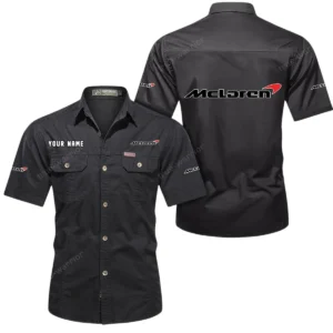 McLaren Short Sleeved Shirt, All Over Print Button Shirt CAR444052625902 - Black