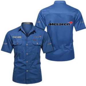 McLaren Short Sleeved Shirt, All Over Print Button Shirt CAR444052625902 - Cowboy Blue