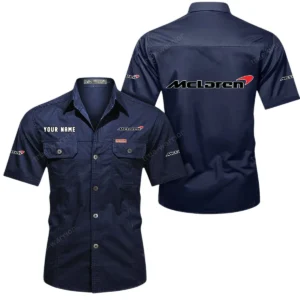 McLaren Short Sleeved Shirt, All Over Print Button Shirt CAR444052625902 - Dark Blue