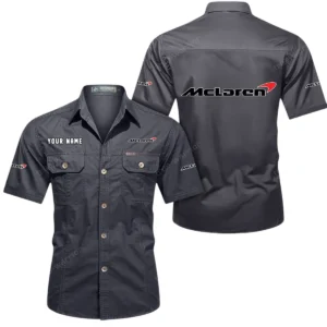McLaren Short Sleeved Shirt, All Over Print Button Shirt CAR444052625902 - Gray
