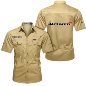 McLaren Short Sleeved Shirt, All Over Print Button Shirt CAR444052625902 - Khaki