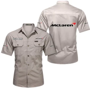 McLaren Short Sleeved Shirt, All Over Print Button Shirt CAR444052625902 - Beige