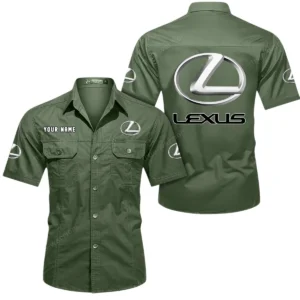Lexus Short Sleeved Shirt, All Over Print Button Shirt CAR444052625904 - Army Green