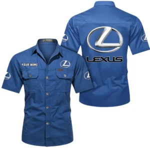 Lexus Short Sleeved Shirt, All Over Print Button Shirt CAR444052625904 - Cowboy Blue
