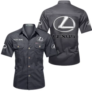 Lexus Short Sleeved Shirt, All Over Print Button Shirt CAR444052625904 - Gray
