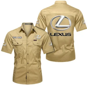 Lexus Short Sleeved Shirt, All Over Print Button Shirt CAR444052625904 - Khaki