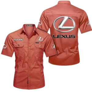 Lexus Short Sleeved Shirt, All Over Print Button Shirt CAR444052625904 - Red