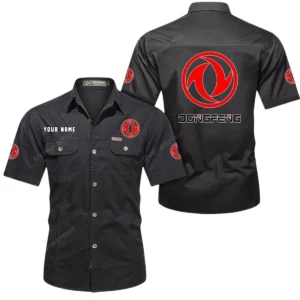 Dongfeng Short Sleeved Shirt, All Over Print Button Shirt CAR444052625905 - Black