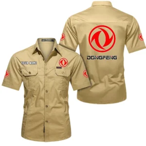 Dongfeng Short Sleeved Shirt, All Over Print Button Shirt CAR444052625905 - Khaki