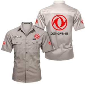 Dongfeng Short Sleeved Shirt, All Over Print Button Shirt CAR444052625905 - Beige