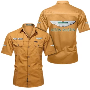 Aston Martin Short Sleeved Shirt, All Over Print Button Shirt CAR444052625906 - Turmeric