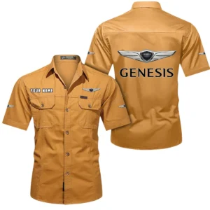 Genesis Short Sleeved Shirt, All Over Print Button Shirt CAR444052625907 - Turmeric
