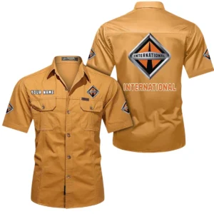 International Short Sleeved Shirt, All Over Print Button Shirt CAR444052625908 - Turmeric