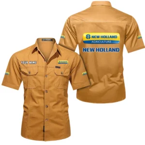 New Holland Short Sleeved Shirt, All Over Print Button Shirt CAR444052625909 - Turmeric