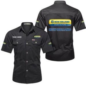 New Holland Short Sleeved Shirt, All Over Print Button Shirt CAR444052625909 - Black