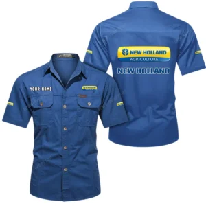 New Holland Short Sleeved Shirt, All Over Print Button Shirt CAR444052625909 - Cowboy Blue