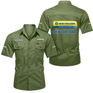 New Holland Short Sleeved Shirt, All Over Print Button Shirt CAR444052625909 - Fruit Green