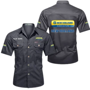 New Holland Short Sleeved Shirt, All Over Print Button Shirt CAR444052625909 - Gray