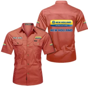 New Holland Short Sleeved Shirt, All Over Print Button Shirt CAR444052625909 - Red