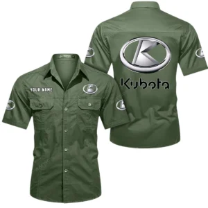 Kubota Short Sleeved Shirt, All Over Print Button Shirt CAR444052625910 - Army Green